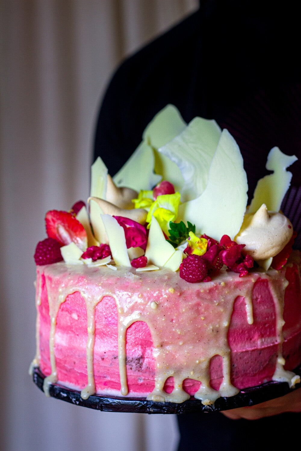 White Chocolate + Strawberry Cake