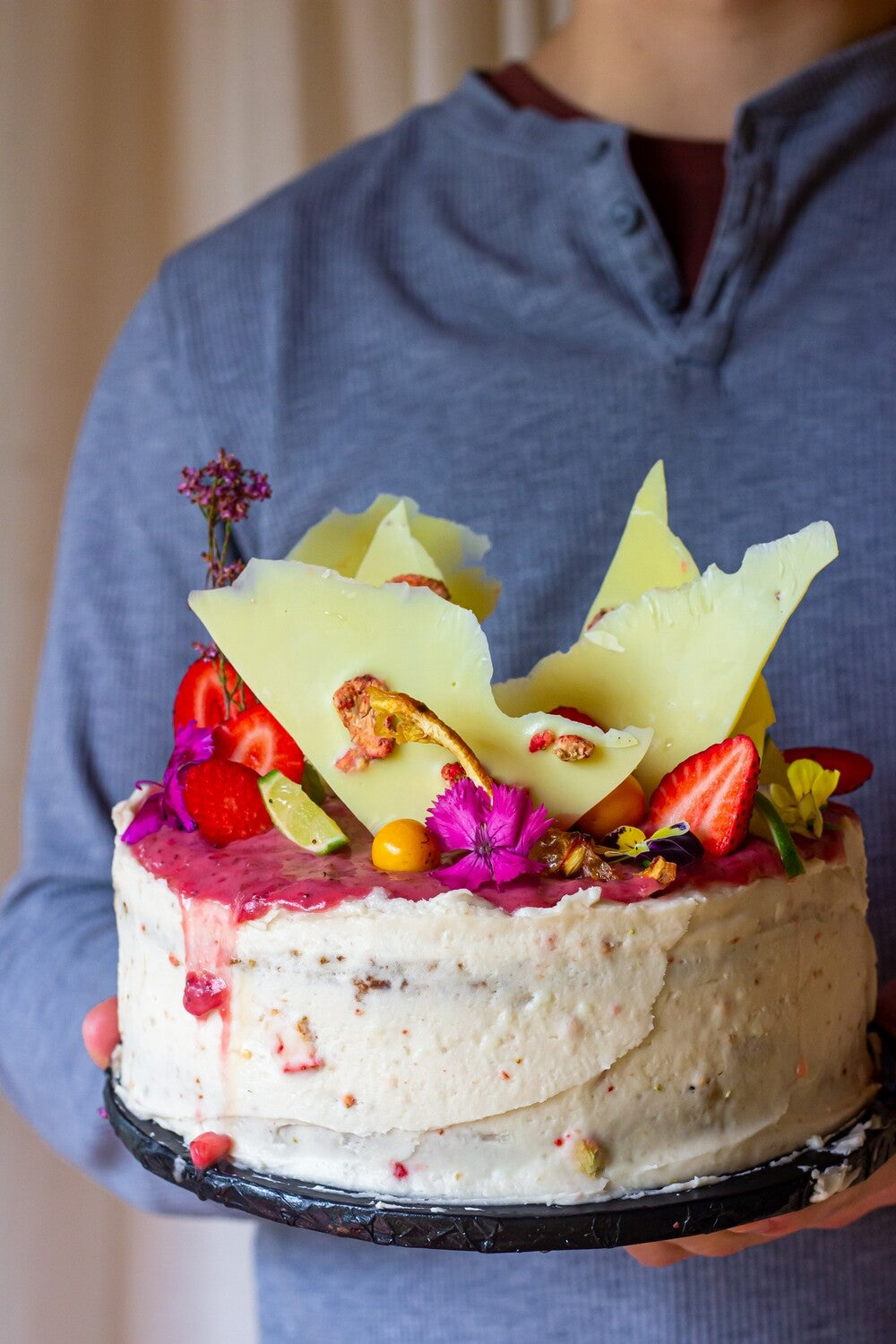 White Chocolate + Strawberry Cake