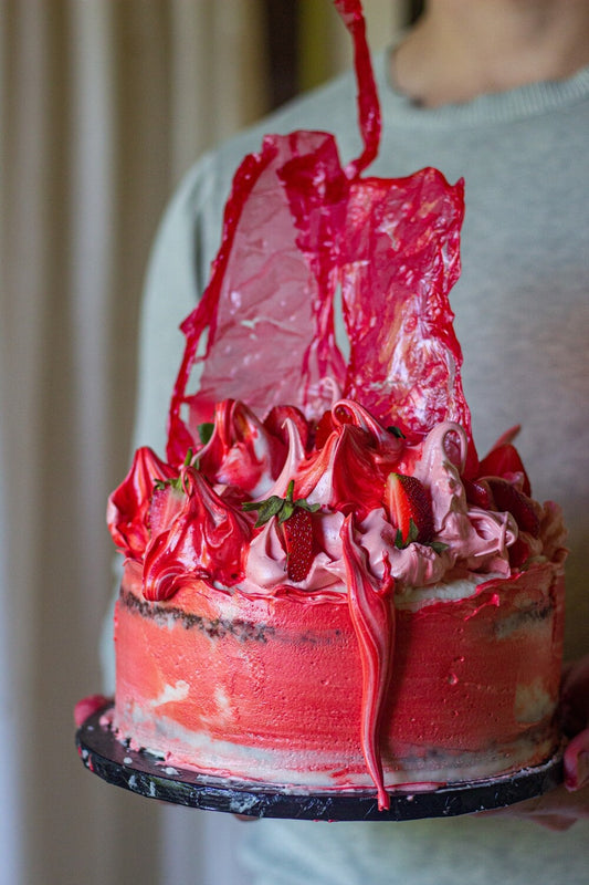 White Chocolate + Strawberry Cake