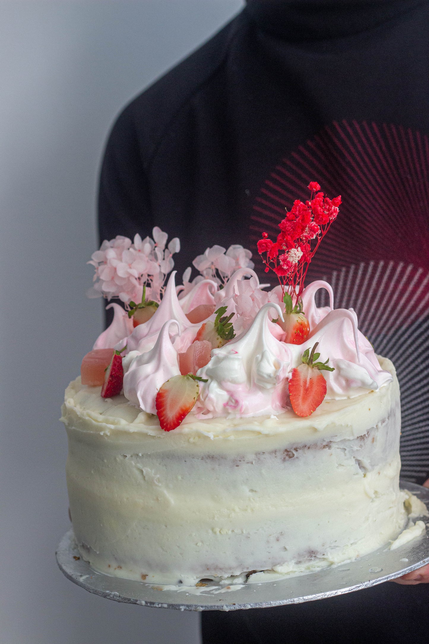 White Chocolate + Strawberry Cake