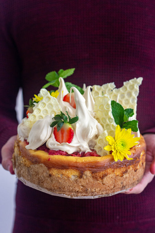 White Chocolate + Strawberry Cheesecake